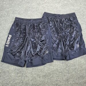 Lot 2 AND1 Shorts Mens Medium Blue Mesh Basketball Athletic 10" Inseam Dazzle